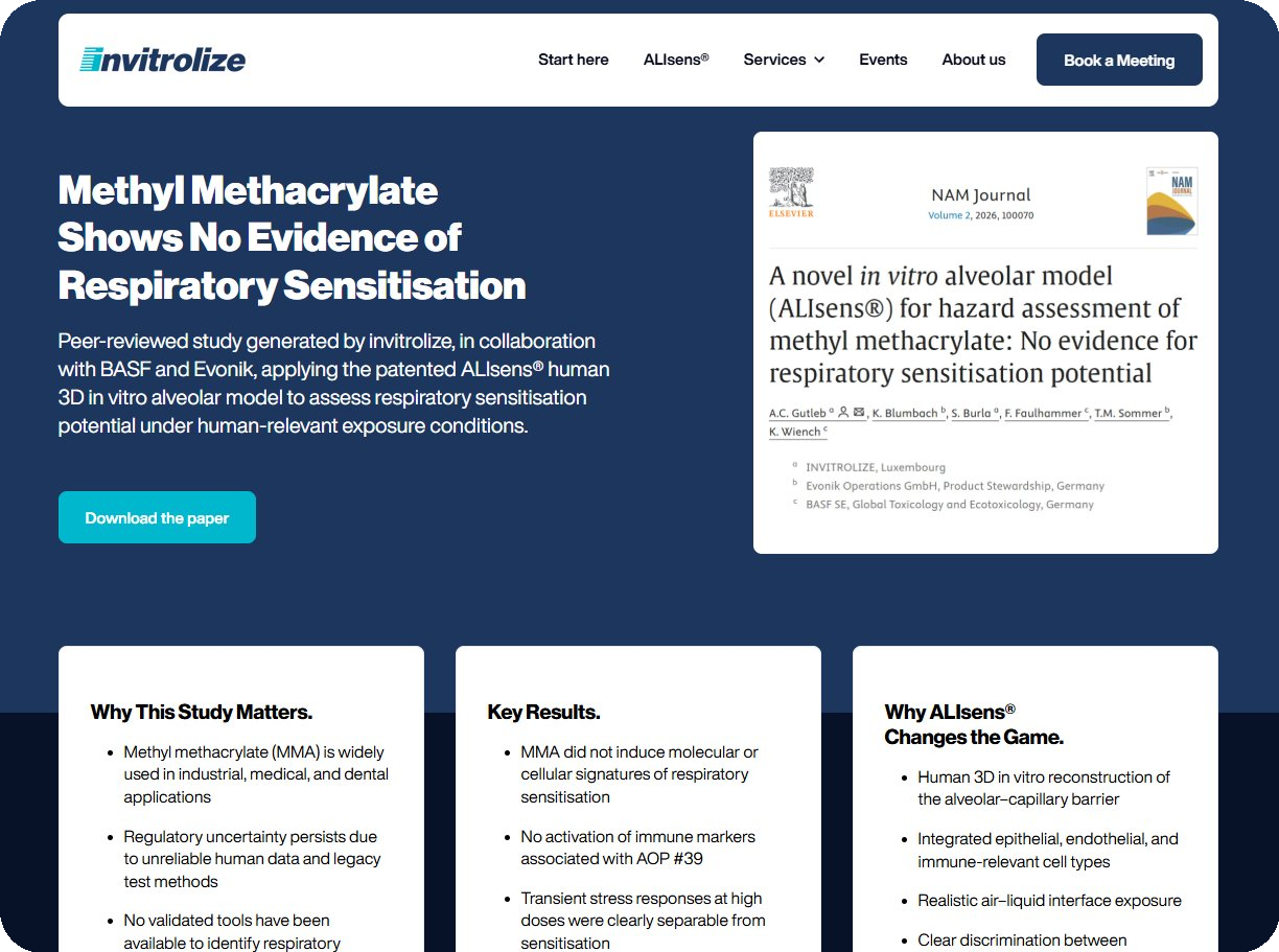 Invitrolize landing page scientific paper